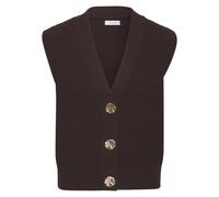 Strickweste LASCANA "Amira", Damen, Gr. 40/42, dunkelbraun, Strick, Obermaterial: 60% Baumwolle, 40% Polyacryl, unifarben, figurumspielend taillenbedeckt, tiefer V-Ausschnitt, Westen, mit goldenen Knö