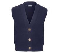 Strickweste LASCANA "Amira", Damen, Gr. 36/38, blau (navy), Strick, Obermaterial: 60% Baumwolle, 40% Polyacryl, unifarben, figurumspielend taillenbedeckt, tiefer V-Ausschnitt, Westen Strickweste, mit