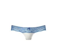 String LASCANA, Damen, Gr. 36/38, beige (creme, blau), Obermaterial: 85% Polyamid, 15% Elasthan, figurbetont, Unterhosen String, mit breitem Bund aus blumiger Spitze, Dessous (871166-36) creme, blau