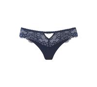 String LASCANA "Alana" Gr. 40/42, blau (dunkelblau), Damen, Obermaterial: 56% Polyamid, 32% Seide, 12% Elasthan, Unterhosen, aus floraler Spitze und edler Qualität mit hohem Seidenanteil (91317217-40)