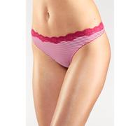 LASCANA Damen String (3 Stck.) cranberry / weiß, Größe 36/38, 3682076 Cranberry / Weiß S