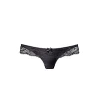 String LASCANA, Damen, Gr. 36/38, schwarz, Obermaterial: 85% Polyamid, 15% Elasthan, figurbetont, Unterhosen, mit breitem Bund aus blumiger Spitze, Dessous (884861-36) schwarz