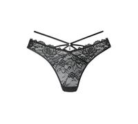 String LASCANA, Damen, Gr. 40/42, schwarz, Spitze, Obermaterial: 90% Polyamid, 10% Elasthan, Unterhosen, mit verführerischem Bänder-Detail und extravagantem Accessoire (73190225-40) schwarz