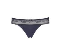 High-Waist-String LASCANA, Damen, Gr. 40/42, blau (marine), Microtouch, Obermaterial: 90% Polyamid, 10% Elasthan, figurbetont, Unterhosen, mit breitem Bund aus floraler Spitze (35604703-40) marine