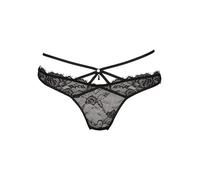 String LASCANA, Damen, Gr. 36/38, schwarz, Spitze, Obermaterial: 90% Polyamid, 10% Elasthan, Unterhosen, mit verführerischem Bänder-Detail und extravagantem Accessoire (73190225-36) schwarz