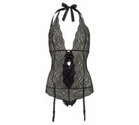 Stringbody LASCANA, Damen, Gr. 36, N-Gr, schwarz, Spitze, Obermaterial: 90% Polyamid, 10% Elasthan, Bodys, mit modischem Neckholder, sexy Dessous, Reizwäsche (83442334-36) schwarz