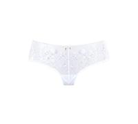 Stringpanty LASCANA "Maria", Damen, Gr. 52/54, weiß (uni weiß), Mesh, Spitze, Obermaterial: 76% Polyamid, 21% Polyester, 3% Elasthan, figurbetont, Unterhosen, mit Blumen aus Stickereispitze, als Desso