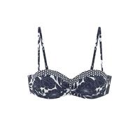 Bügel-Bandeau-Bikini-Top SUNSEEKER "Blossom", Damen, Gr. 38, Cup A, blau (marine bedruckt), Recycling-Polyamid, bedruckt, Bikini-Oberteile, im Muster-Mix (30431413-38) marine bedruckt