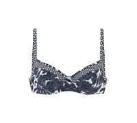 Bügel-Bikini-Top SUNSEEKER "Blossom", Damen, Gr. 44, Cup D, blau (marine bedruckt), Recycling-Polyamid, bedruckt, Bikini-Oberteile, im Muster-Mix (29150367-44) marine bedruckt