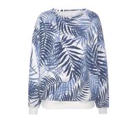 Sweater LASCANA, Damen, Gr. 40/42, blau (blau gemustert), Sweatware, Obermaterial: 60% Baumwolle, 40% Polyester, gemustert, feminin, lässig geschnitten normal, Rundhals, Langarm Rippbündchen, Sweatshi