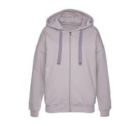 Sweatjacke LASCANA Gr. 32/34, lila (flieder) Damen Sweatjacken aus organischer Baumwolle (48897242-32)