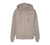 Sweatjacke LASCANA Gr. 36/38, braun (hellbraun) Damen Sweatjacken aus organischer Baumwolle (85616658-36)