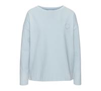 Sweatshirt LASCANA, Damen, Gr. 44/46, blau (hellblau, creme), Sweatware, Obermaterial: 95% Baumwolle, 5% Elasthan, unifarben, bestickt, modisch, figurumspielend hüftlang, Rundhals, Langarm, Sweatshirt