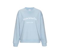 Sweatshirt LASCANA, Damen, Gr. 44/46, blau (himmelblau), Sweatware, Obermaterial: 67% Baumwolle, 33% Polyester, unifarben, figurumspielend hüftlang, Rundhals, Rippbündchen, Sweatshirts Sweatshirt (169