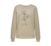 Sweatshirt LASCANA, Damen, Gr. 40/42, khaki, Sweatware, Obermaterial: 60% Baumwolle, 40% Polyester, bedruckt, unifarben, hüftlang, Rundhals, Rippbündchen, Sweatshirts Sweatshirt, mit glänzenden Druckd