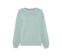 Sweatshirt LASCANA "-Pullover" Gr. 36/38, grün (mint) Damen Sweatshirts mit seitlichem Rippeinsatz und Logo-Print (91825348-36)