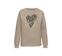 Sweatshirt LASCANA, Damen, Gr. 32/34, beige (sand), Obermaterial: 60% Baumwolle, 40% Polyester, unifarben, bedruckt, casual, loose fit hüftlang, Rundhals, Langarm Rippbündchen, Sweatshirts, Loungehirt