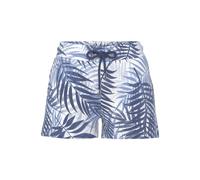 Sweatshorts LASCANA, Damen, Gr. 32/34, N-Gr, blau (blau gemustert), Sweatware, Obermaterial: 60% Baumwolle, 40% Polyester, gemustert, feminin, Basic kurz, Hosen, Loungeshorts im schönen Allover-Blätte