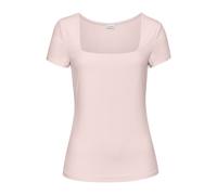 T-Shirt LASCANA, Damen, Gr. 36/38, rosa (hellrosa), Jersey, Obermaterial: 95% Polyester, 5% Elasthan, unifarben, modisch, figurbetont hüftlang, eckiger Ausschnitt, Kurzarm eng, Shirts, aus bügelfreiem