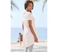 T-Shirt LASCANA, Damen, Gr. 40/42, rosa, Jersey, Obermaterial: 100% Viskose, unifarben, figurumspielend Po-bedeckend, Rundhals, Shirts T-Shirt, mit verlängertem Rückenteil, Kurzarmshirt, Longshirt, Ba