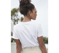 T-Shirt LASCANA Gr. 36/38, weiß, Damen, Jersey, Obermaterial: 100% Baumwolle, bedruckt, Shirts, mit Print, Kurzarmshirt aus Baumwolle, casual-chic (10720855-36) weiß
