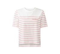 T-Shirt LASCANA, Damen, Gr. 32/34, rosa (weiß, rosé gestreift), Jersey, Obermaterial: 100% Baumwolle, gestreift, casual, figurumspielend hüftlang, Rundhals, Kurzarm, Shirts, mit Streifen, Kurzarmshirt