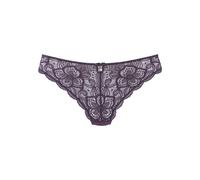 Tanga LASCANA "Nikoletta", Damen, Gr. 48/50, lila (pflaume), Spitze, Obermaterial: 88% Polyamid, 12% Elasthan, Unterhosen Tanga, mit feiner Zierschleife und Accessoire in Perlenoptik (16692725-48) pfl