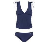 Tankini LASCANA "Cillo", Damen, Gr. 36, Cup A/B, blau (navy), Recycling-Polyamid, unifarben, Bikini-Sets Tankini, mit regulierbaren Träger auf der Schulter (68238364-36) navy