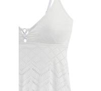 Tankini-Top LASCANA "Omara", Damen, Gr. 42, Cup C/D, beige (creme), Microfaser, Recycling-Polyamid, unifarben, Bikini-Oberteile, mit Lochstickerei (44026413-42) creme