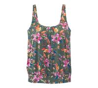 Tankini-Top LASCANA "Malia", Damen, Gr. 38, N-Gr, oliv bedruckt, Microfaser, Microfaser, Polyamid, bedruckt, floral, Bikini-Oberteile, mit lockerem Schnit und tropischem Print (71737831-38) oliv bedru
