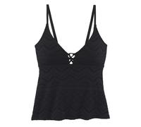 Tankini-Top LASCANA "Omara", Damen, Gr. 44, Cup A/B, schwarz, Microfaser, Recycling-Polyamid, unifarben, modisch, Bikini-Oberteile, mit Lochstickerei (48936749-44) schwarz