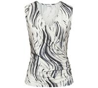 Tanktop LASCANA, Damen, Gr. 36/38, beige (beige, schwarz, bedruckt), Cru00eape, Obermaterial: 95% Polyester, 5% Elasthan, bedruckt, modisch, figurbetont hüftlang, tiefer V-Ausschnitt, ohne Ärmel, Tops