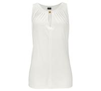 Tanktop LASCANA, Damen, Gr. 44/46, beige (creme), Jersey, Obermaterial: 100% Viskose, unifarben, figurumspielend hüftlang, V-Ausschnitt, Tops Tanktop, mit Zieraccessoire, lässiges Jerseytop, casual (7