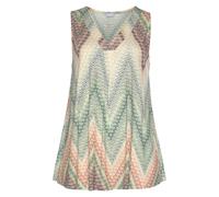Tanktop LASCANA, Damen, Gr. 36/38, bunt (grün, rost, aubergine, bedruckt), Jersey, Obermaterial: 100% Viskose, bedruckt, figurumspielend hüftlang, V-Ausschnitt, Tops Tanktop, mit Alloverprint und V-Au