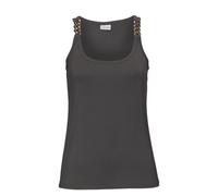 Tanktop LASCANA, Damen, Gr. 40/42, grün (khaki), Jersey, Obermaterial: 95% Viskose, 5% Elasthan, unifarben, modisch, figurbetont hüftlang, Rundhals, ohne Ärmel, Tops, mit Kettendetails an den Trägern,