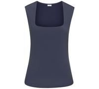 Tanktop LASCANA, Damen, Gr. 32/34, blau (rauchblau), Jersey, Obermaterial: 95% Polyester, 5% Elasthan, unifarben, modisch, figurbetont hüftlang, eckiger Ausschnitt, ohne Ärmel, Tops, aus bügelfreiem M
