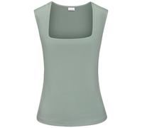 Tanktop LASCANA, Damen, Gr. 32/34, grün (salbeigrün), Jersey, Obermaterial: 95% Polyester, 5% Elasthan, unifarben, modisch, figurbetont hüftlang, eckiger Ausschnitt, ohne Ärmel, Tops, aus bügelfreiem