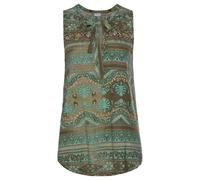 Tanktop LASCANA, Damen, Gr. 40/42, grün (türkis, bedruckt), Jersey, Obermaterial: 100% Viskose, modisch, figurumspielend hüftlang, V-Ausschnitt, ohne Ärmel, Tops, mit Bändern am Ausschnitt, Blusentop