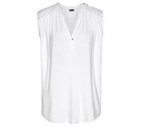 Tanktop LASCANA, Damen, Gr. 40/42, weiß, Jersey, Obermaterial: 95% Viskose, 5% Elasthan, unifarben, modisch, figurumspielend hüftlang, V-Ausschnitt, ohne Ärmel, Tops, mit silberfarbenen Nietendetails,