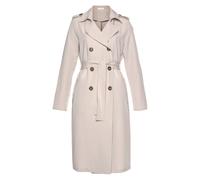 Trenchcoat LASCANA, Damen, Gr. 34, beige, Web, Obermaterial: 79% Polyester, 17% Viskose, 4% Elasthan, figurumspielend knielang, V-Ausschnitt, gerader Abschluss, Mäntel Trenchcoat, zum Regulieren, leic