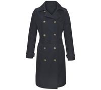 Trenchcoat LASCANA, Damen, Gr. 42, marine, Web, Obermaterial: 85% Polyester, 15% Baumwolle. Futter: 100% Polyester, unifarben, figurumspielend knielang, V-Ausschnitt, verstellbar, Mäntel, mit Passe, p