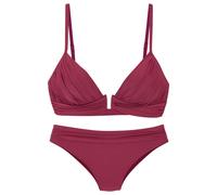 Triangel-Bikini LASCANA, Damen, Gr. 40, Cup C/D, rot (bordeaux), Recycling-Polyamid, Bikini-Sets Triangel-Bikini, mit modischer Zierschnalle (25941456-40) bordeaux