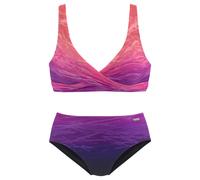 Triangel-Bikini LASCANA, Damen, Gr. 42, Cup B, blau (marine, pink), Polyamid, Farbverlauf, Bikini-Sets, mit Farbverlauf (61518456-42) marine, pink