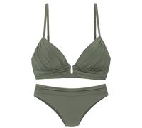 Triangel-Bikini LASCANA, Damen, Gr. 36, Cup C/D, oliv, Recycling-Polyamid, Bikini-Sets Triangel-Bikini, mit modischer Zierschnalle (28677838-36) oliv
