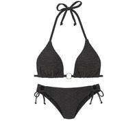 Triangel-Bikini LASCANA, Damen, Gr. 40, Cup A/B, blau (schwarz), Recycling-Polyamid, Glitzerfäden, Strukturmuster, Bikini-Sets Triangel-Bikini, Glitzernde Strukturware (26035448-40) schwarz