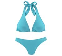 Triangel-Bikini LASCANA, Damen, Gr. 40, Cup A/B, blau (türkis), Microfaser, Recycling-Polyamid, unifarben, Bikini-Sets Triangel-Bikini, Multiway, in 5 Tragevarianten (46415249-40) türkis