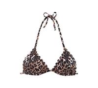 Triangel-Bikini-Top LASCANA "Lexa", Damen, Gr. 36, Cup C/D, braun (braun, bedruckt), Microfaser, Polyamid, Animalprint, Bikini-Oberteile, mit Muschelkante (82888153-36) braun, bedruckt