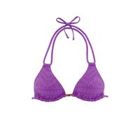 Triangel-Bikini-Top LASCANA "Omara", Damen, Gr. 40, Cup A/B, lila, Microfaser, Recycling-Polyamid, Bikini-Oberteile, mit Lochstickerei (74161640-40) lila