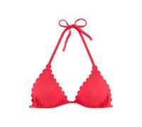 Triangel-Bikini-Top LASCANA "Scallop", Damen, Gr. 42, Cup C/D, rot, Microfaser, Microfaser, unifarben, Bikini-Oberteile, mit gelaserter Wellenkannte (81607153-42) rot