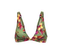 Triangel-Bikini-Top LASCANA "Malia", Damen, Gr. 40, Cup C/D, rosa (salbei, pink bedruckt), Microfaser, Microfaser, Polyamid, bedruckt, floral, Bikini-Oberteile, mit tropischem Print (43733927-40) salb
